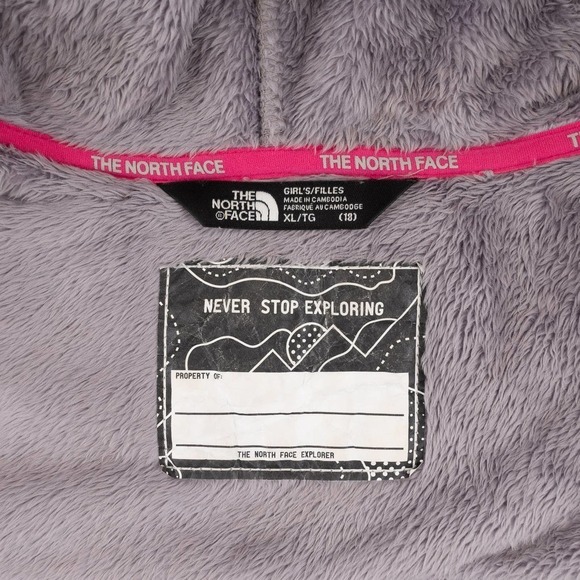 The North Face Fleece Hoodie Jacket Girl's Extra Large Silver - Picture 7 of 9